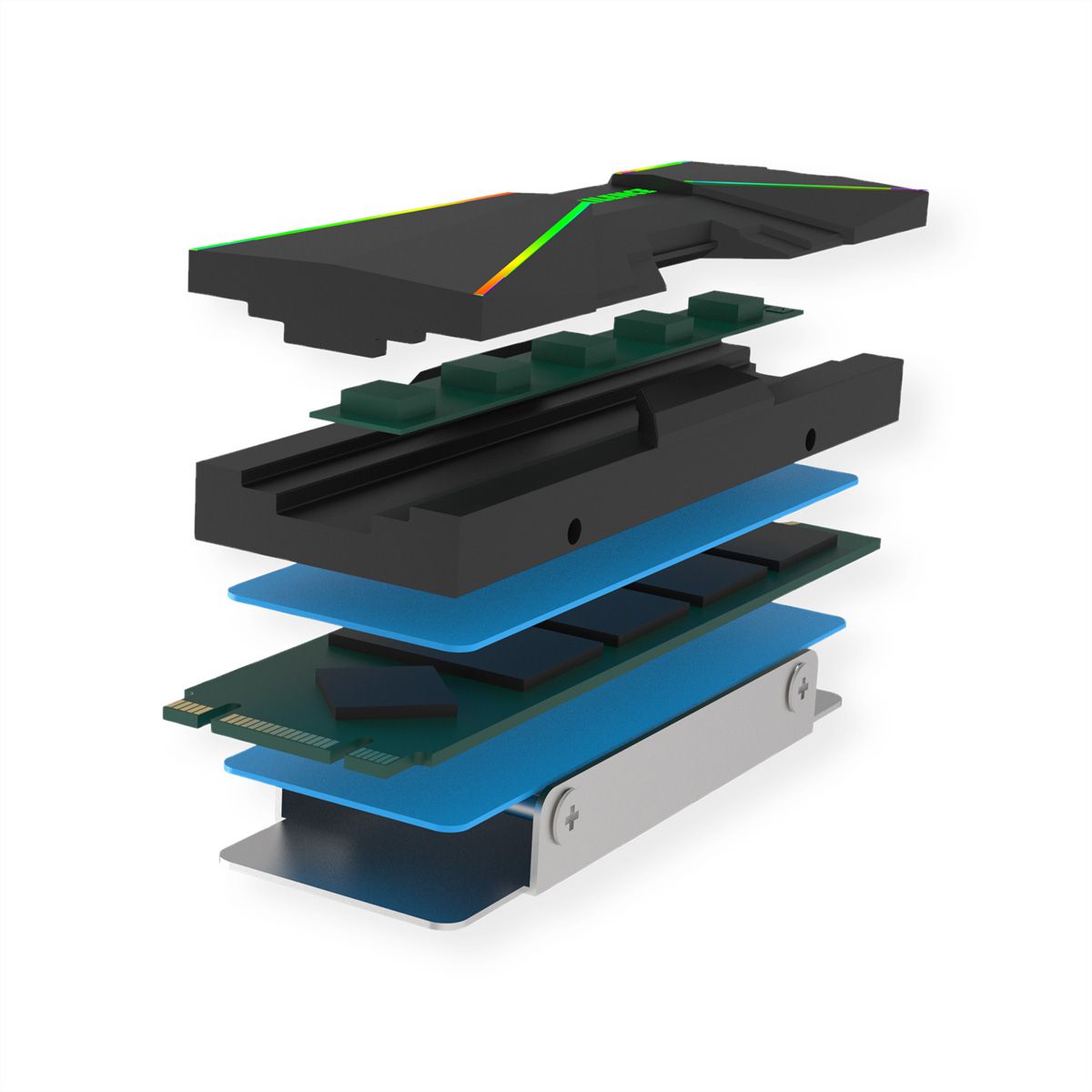 Xilence M2SSD.B.ARGB Radiateur M.2 2280 SSD PCIe NVMe/SATA, 3PIN ARGB 5V, passif