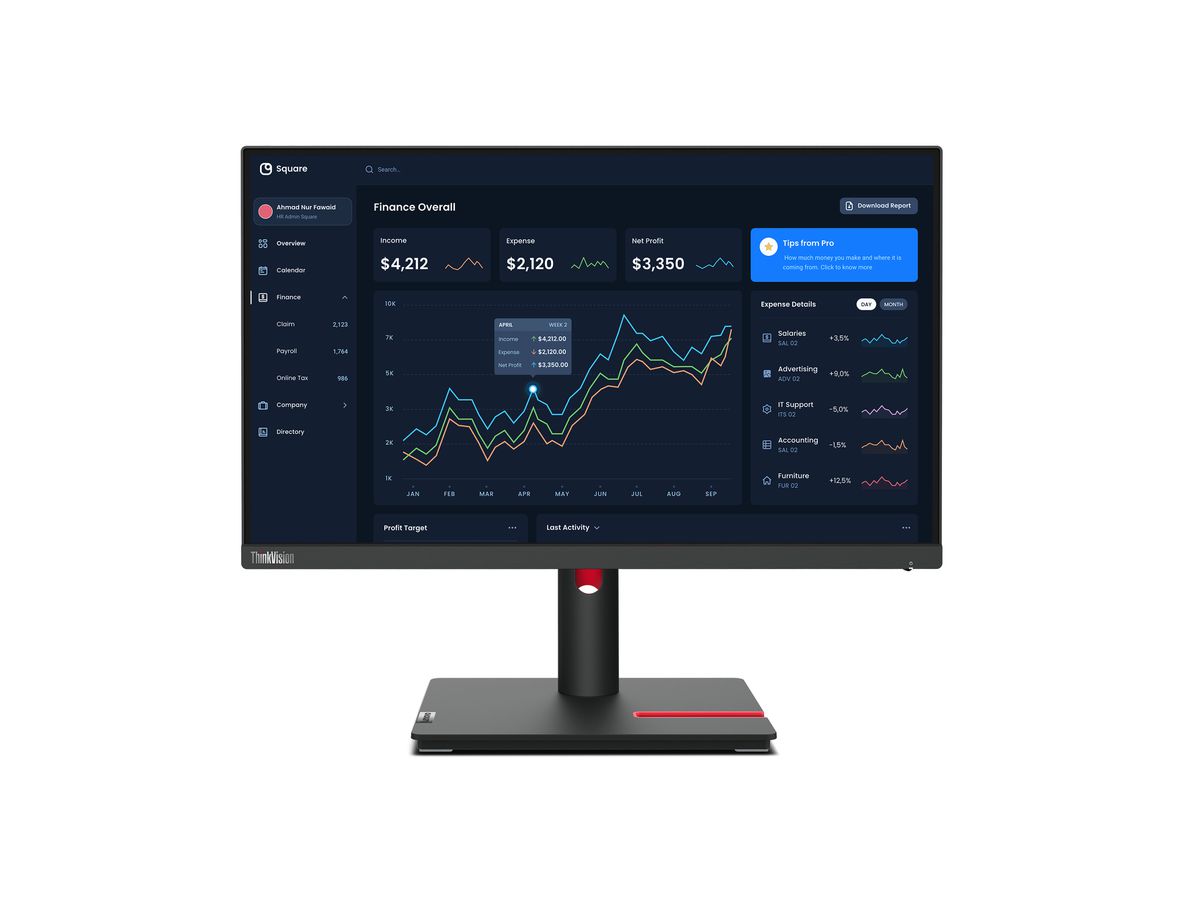 Lenovo ThinkVision T22i-30 LED display 54,6 cm (21.5") 1920 x 1080 pixels Full HD Noir