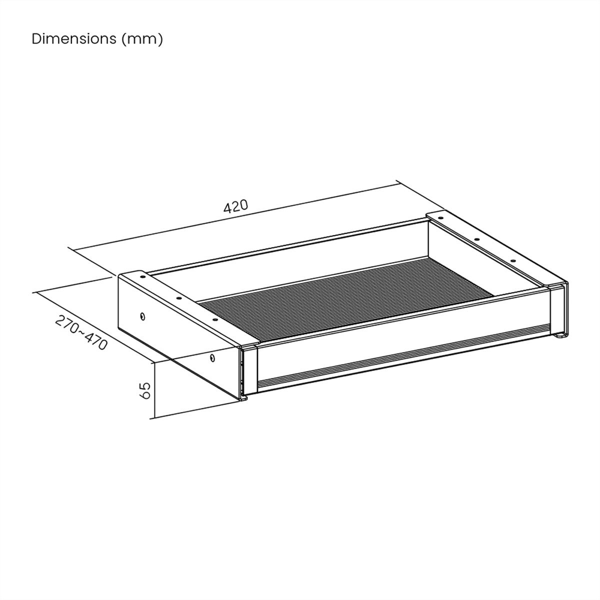 VALUE Tiroir sous bureau ultra-mince, taille moyenne, noir