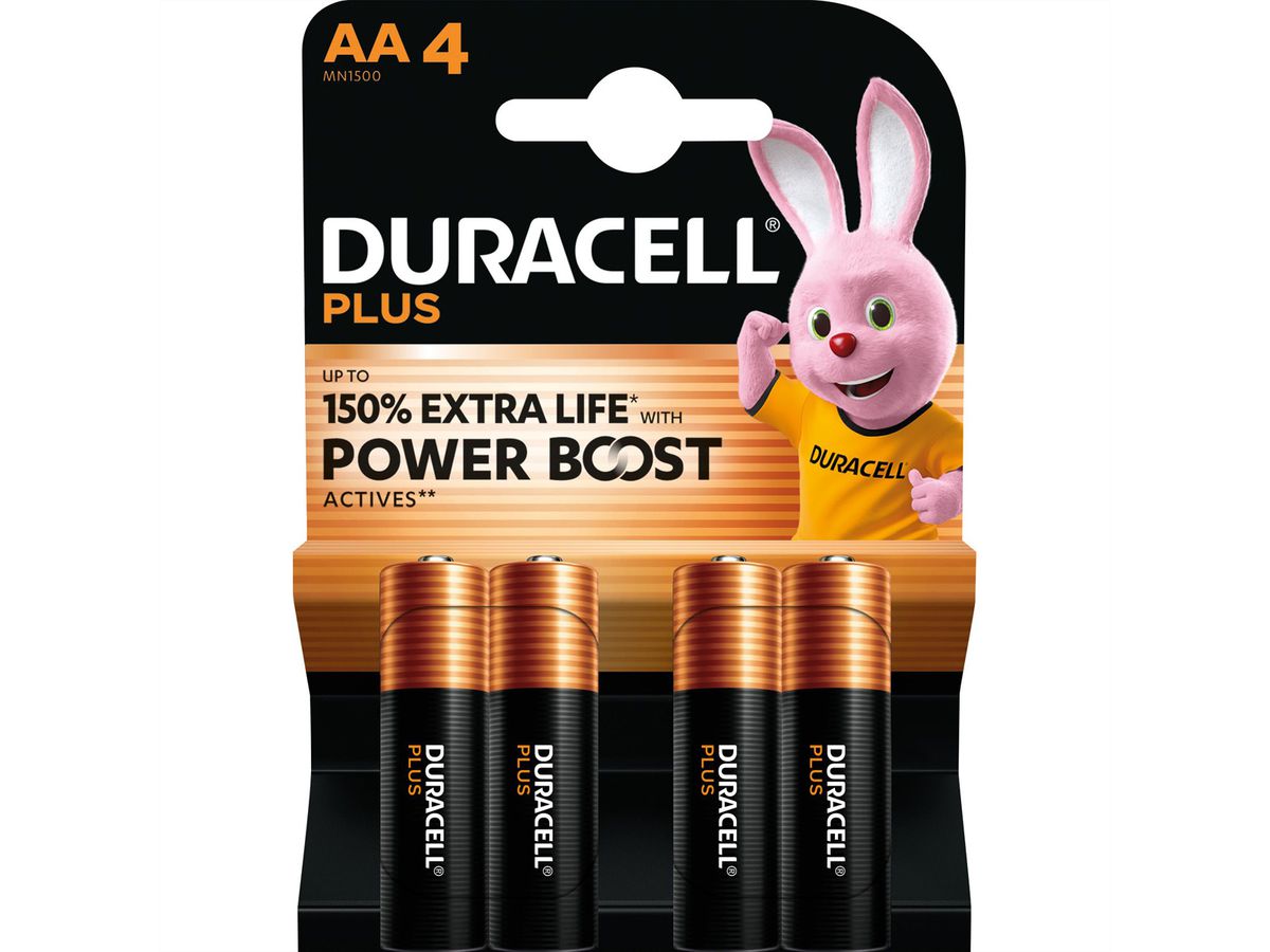 DURACELL Alcaline Plus, AA (LR6), pack de 4