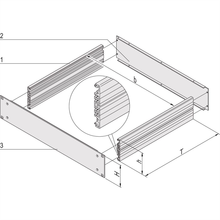 Kit de base pour châssis MultipacPRO 19" SCHROFF, 3 U, profondeur 340 mm