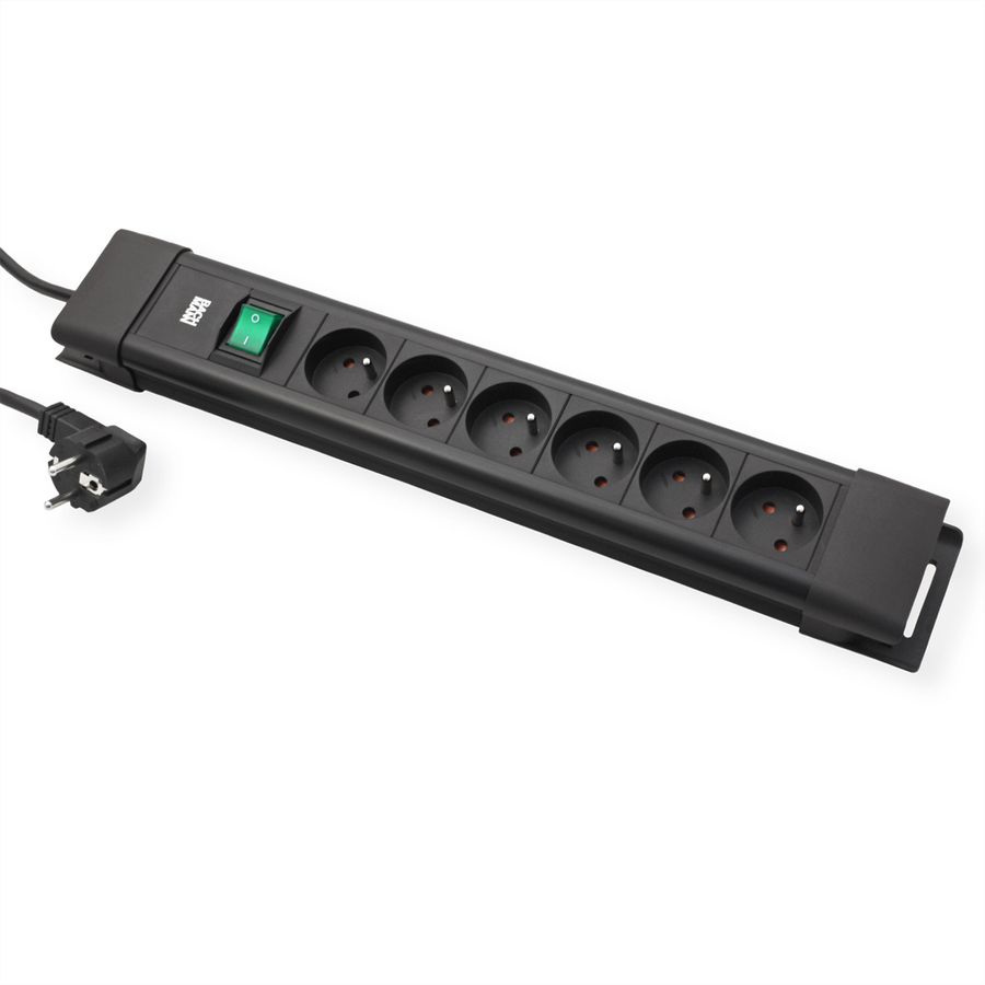 BACHMANN CONNECTUS 6xUTE , 1xinterrupteur 2,0m CEE7/7 noir