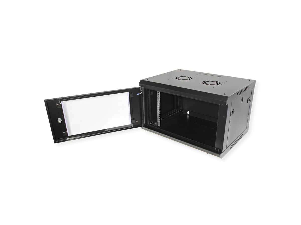 VALUE Boîtier mural 19 pouces 6U, 600 x 450 mm, noir, kit à assembler