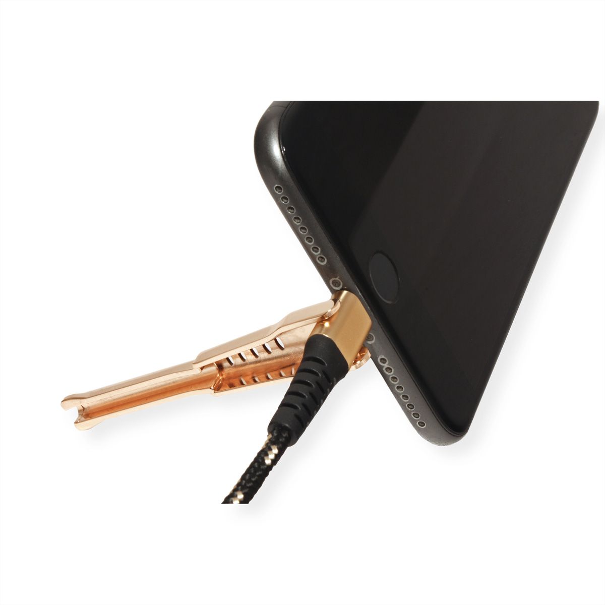 ROLINE GOLD Câble de charge et synchronisation pour appareils à connecteur 8pin, avec fonction d'appui, 1 m