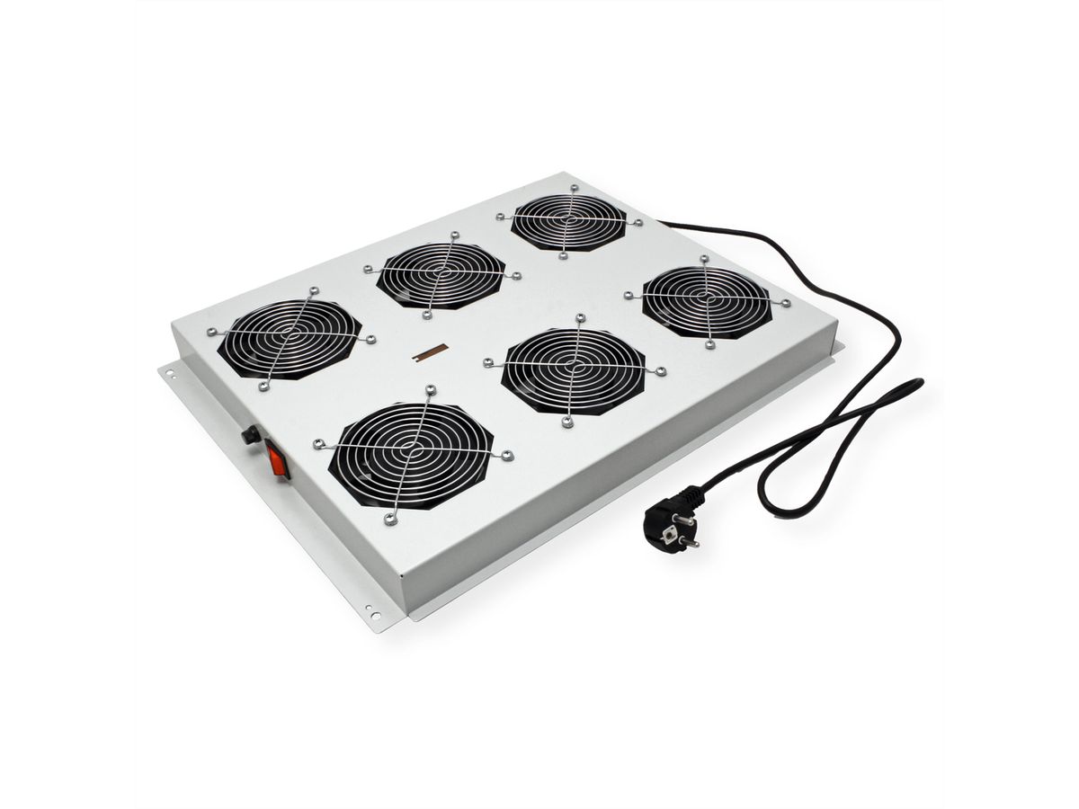 ROLINE 19" Unité de ventilation de toit, 6 ventilateurs, ON/OFF, pour baie serveur par série, gris
