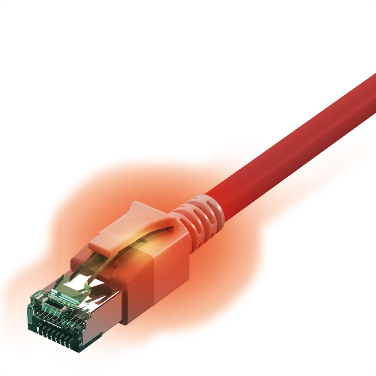 Cordon EasyLan DualBoot® LED Cat.6A (Classe EA) S/FTP, LSOH, rouge, 1,5 m