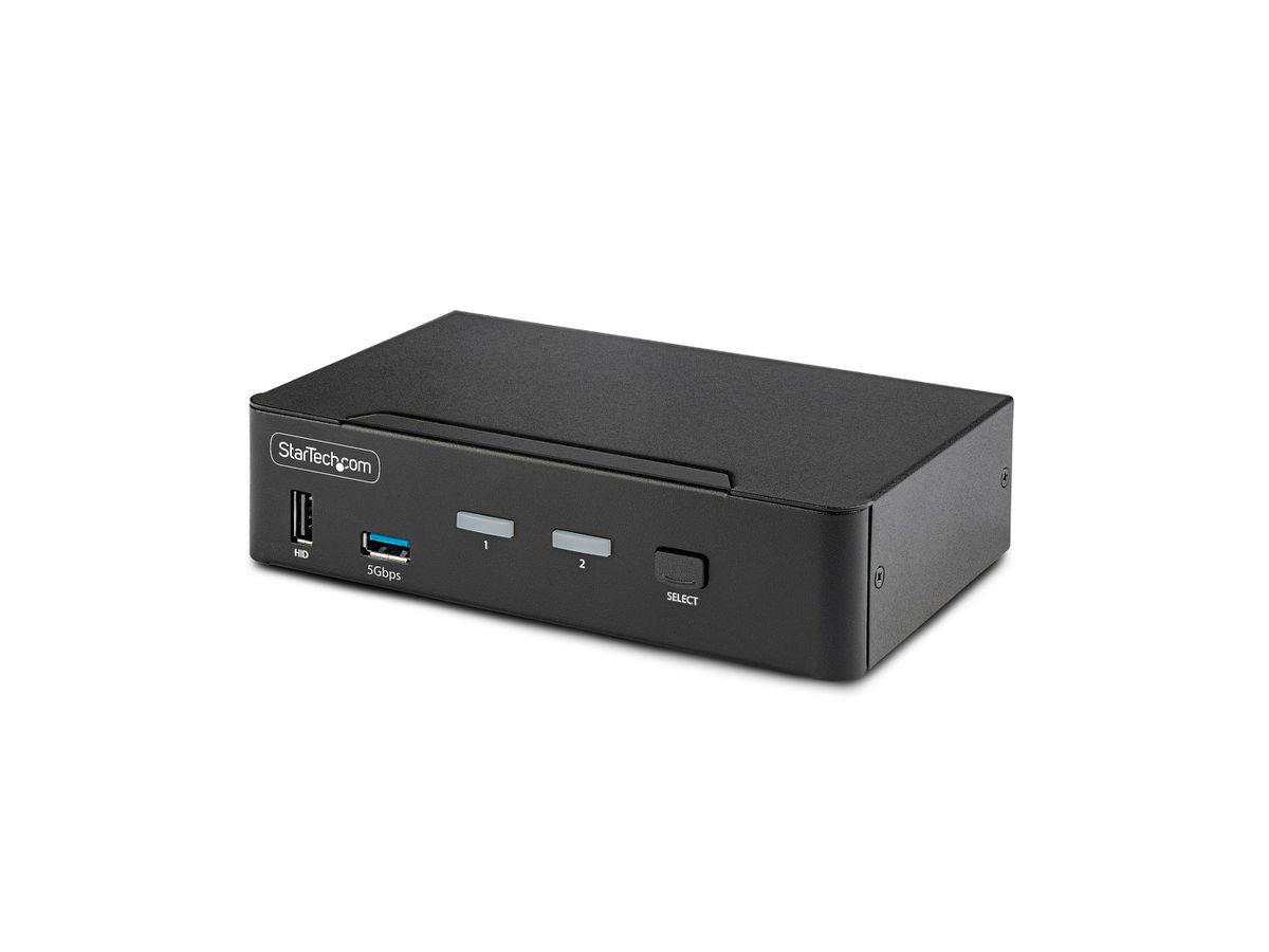 StarTech.com Switch KVM DisplayPort 2 Ports - 8K 60H/4K 144Hz, Écran Unique, DisplayPort 1.4, 2 Ports USB 3.0, 4x USB 2.0 HID, Commutateur KVM, Commutation par Bouton-Poussoir, Conforme TAA - Indépendant de l'OS