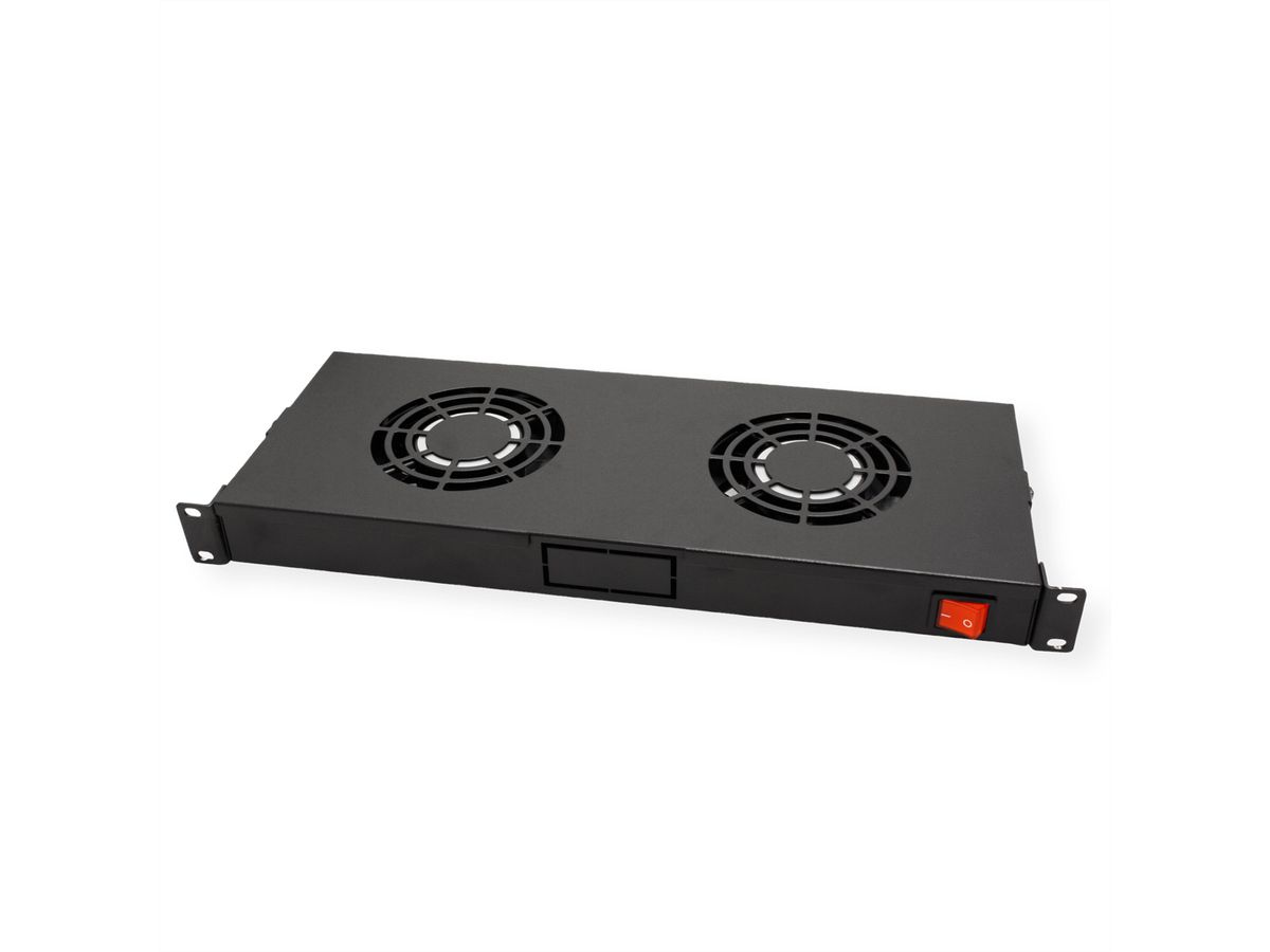 ROLINE 19" Unité de ventilation, 2 ventilateurs, thermostat, noire