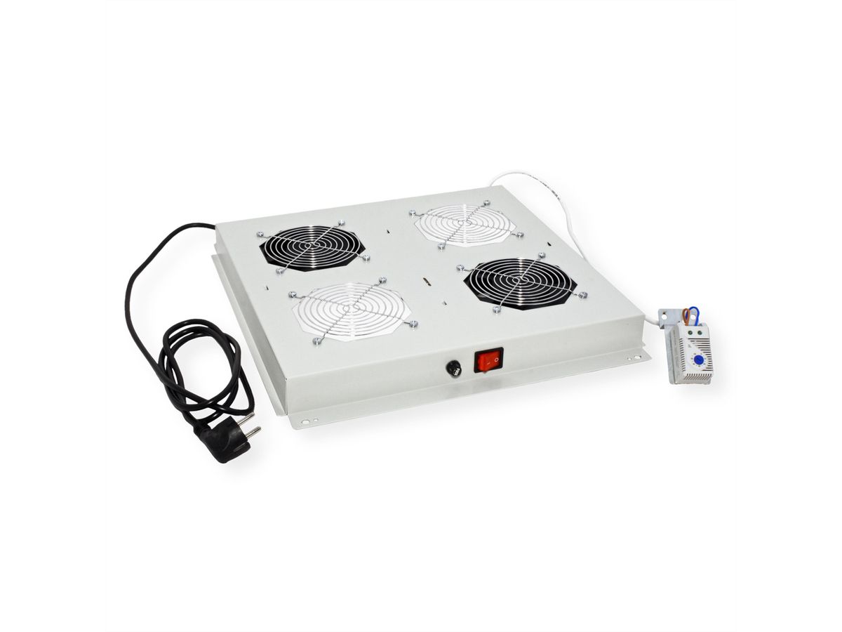 ROLINE 19" Unité de ventilation pour toit, 2 ventilateurs, thermostat, gris