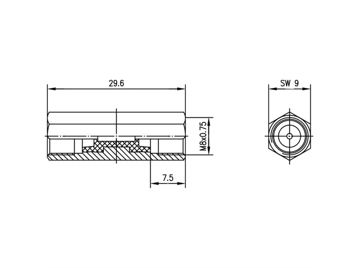 TELEGÄRTNER Connecteur FME broche/broche, coupleur FME avec isolation PP