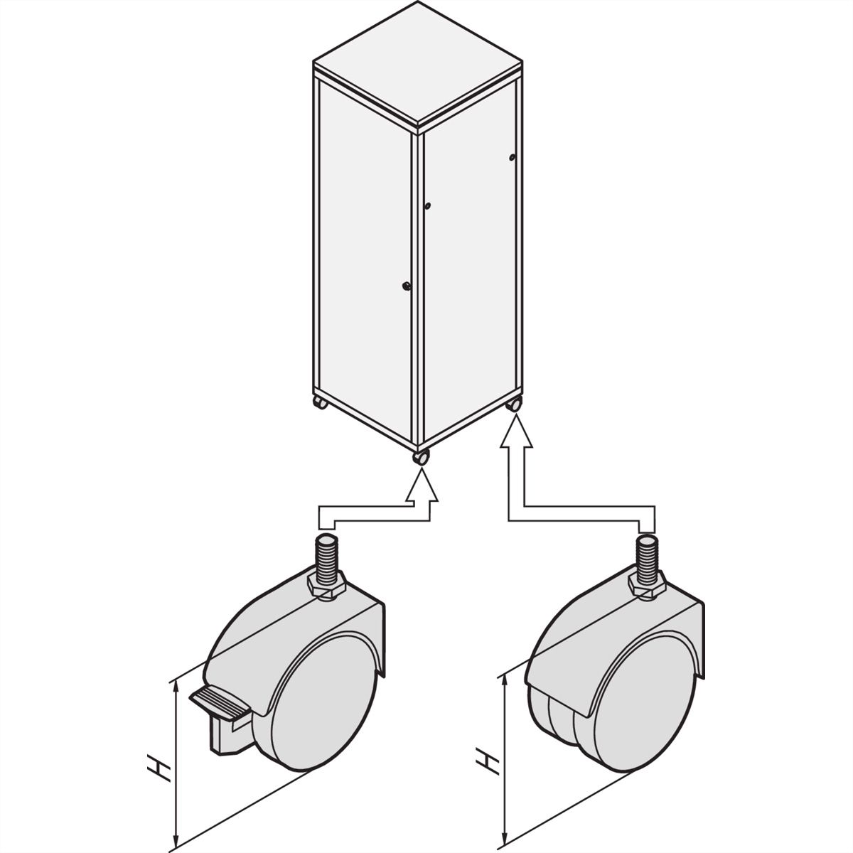 SCHROFF Eurorack Roulette, 400 kg, 110 mm de hauteur