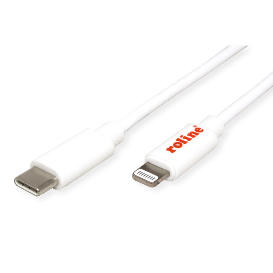 ROLINE Câble de charge et de synchronisation USB type C pour appareils Apple avec connecteur 8pin, blanc, 1 m