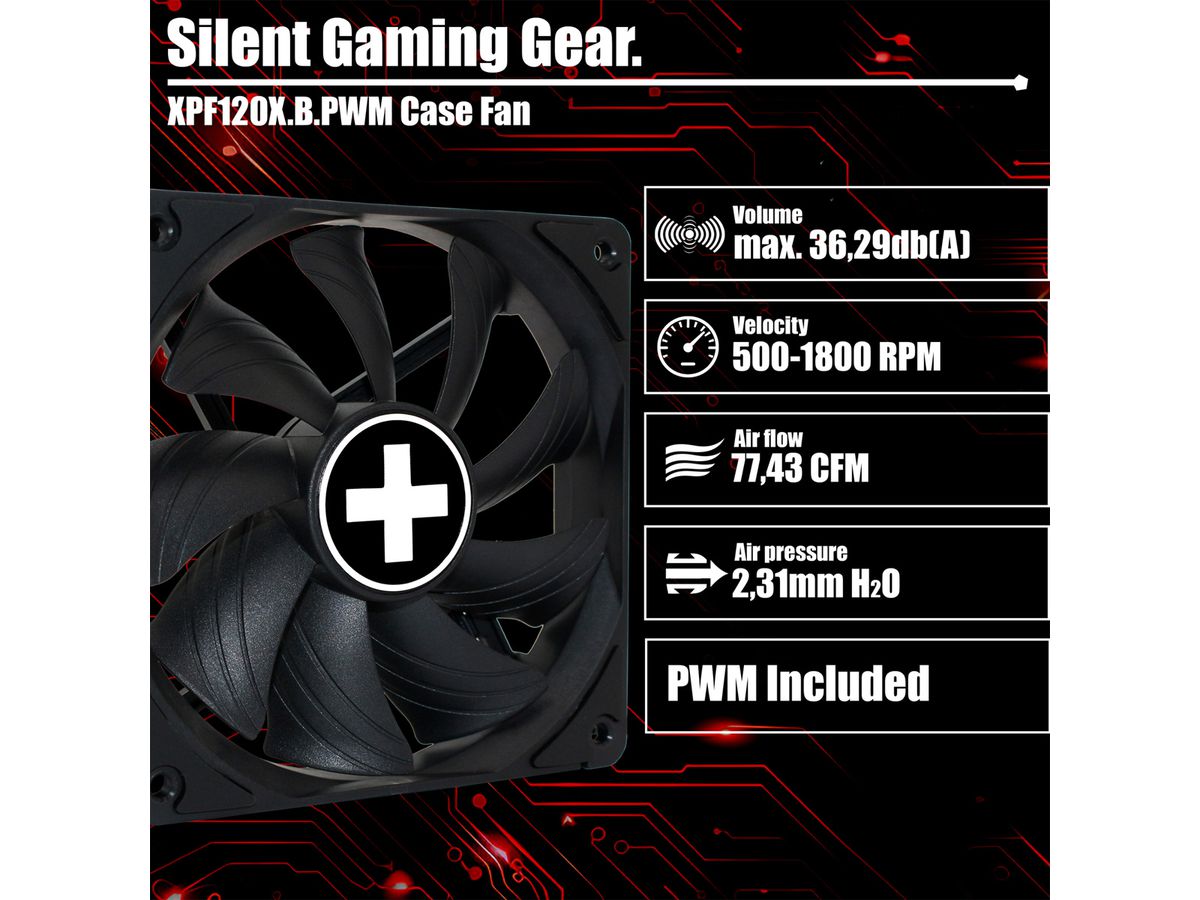 Xilence XPF120X.B.PWM 120mm PWM FDB Ventilateur de boîtier, 4PIN