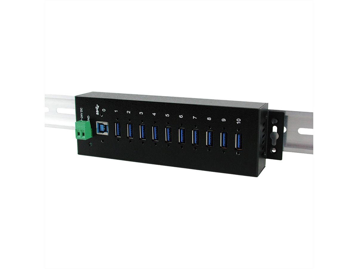 EXSYS EX-1110HMVS Hub à 10 ports USB 3.2,Gen1 protection de surtension et boîtier métal