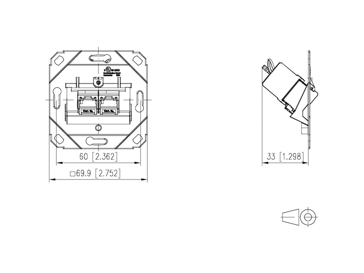 METZ CONNECT C6Amodul 2 port 180°M encastré sans cache