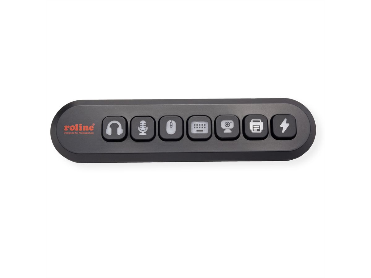 ROLINE Hub USB 3.2 Gen 1, 7 ports, prise type A, boutons interchangeables