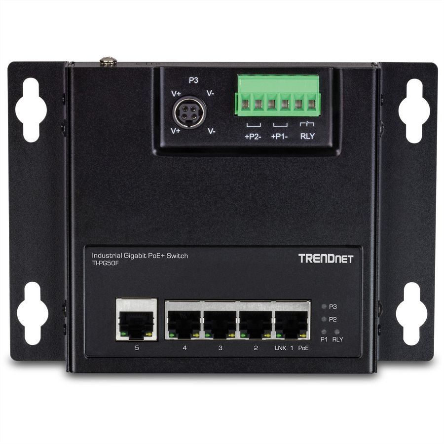 TRENDnet TI-PG50F Switch industriel PoE+ Gigabit à 5 ports à accès frontal