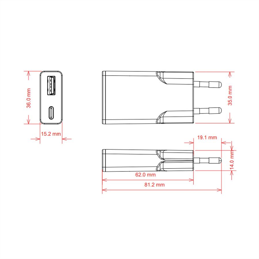 VALUE Chargeur USB, 2 ports type A+C, 30W