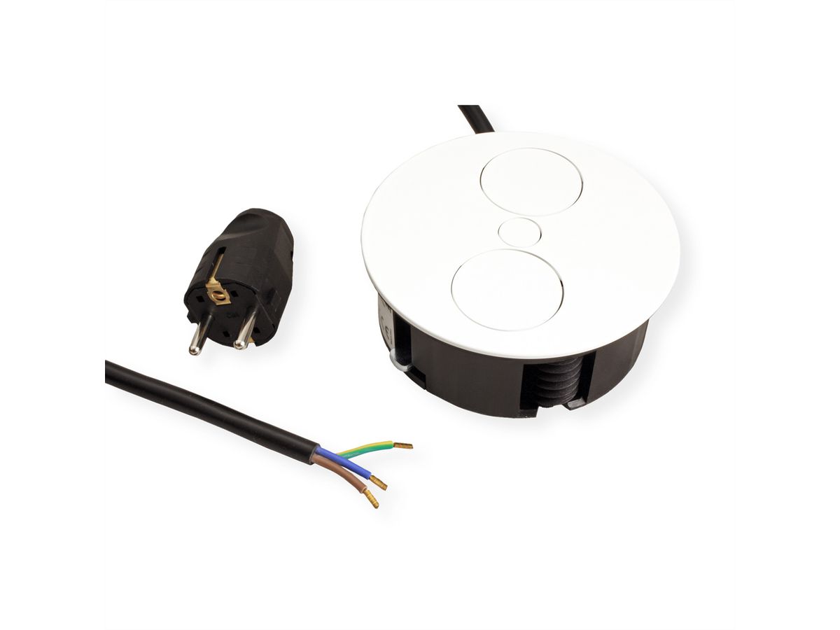 BACHMANN TWIST 1xUTE 1xUSB Chargeur courant 2,0m AEH,RAL9010 30GE