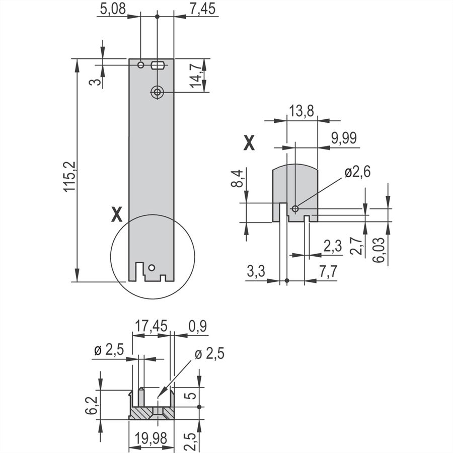 SCHROFF Plug-In Unit Kit avec poignée IEL pour E/S arrière, blindé, noir, 3 U, 4 HP