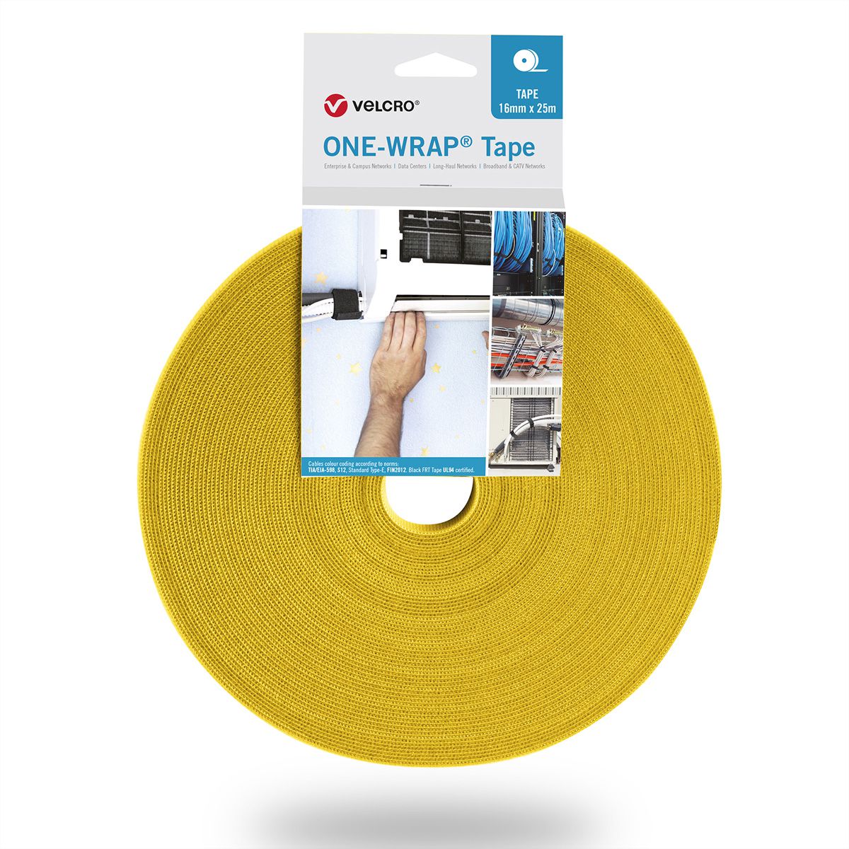 VELCRO® One Wrap® Bande 10 mm, jaune, 25 m