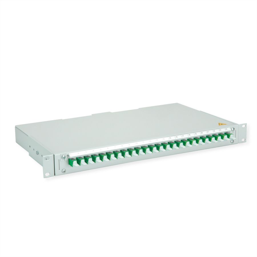 TELEGÄRTNER BASIS V Panneau FO avec coupleurs, 24x E2000, vert, OS2 APC