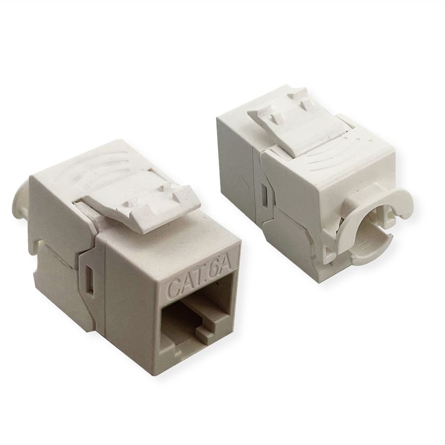 ROLINE Keystone Cat.6A (Classe EA)non blindé, sans outil, SLIM, extra-court, blanc