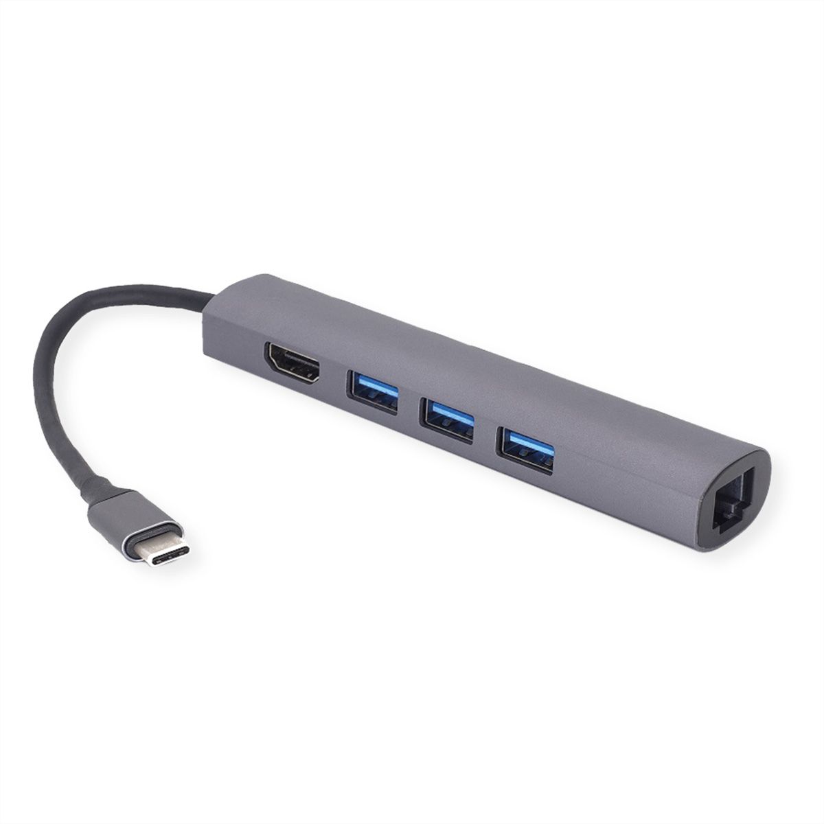 VALUE Station d'accueil USB-C, 4K HDMI, 3x USB type A, Gigabit Ethernet, gris