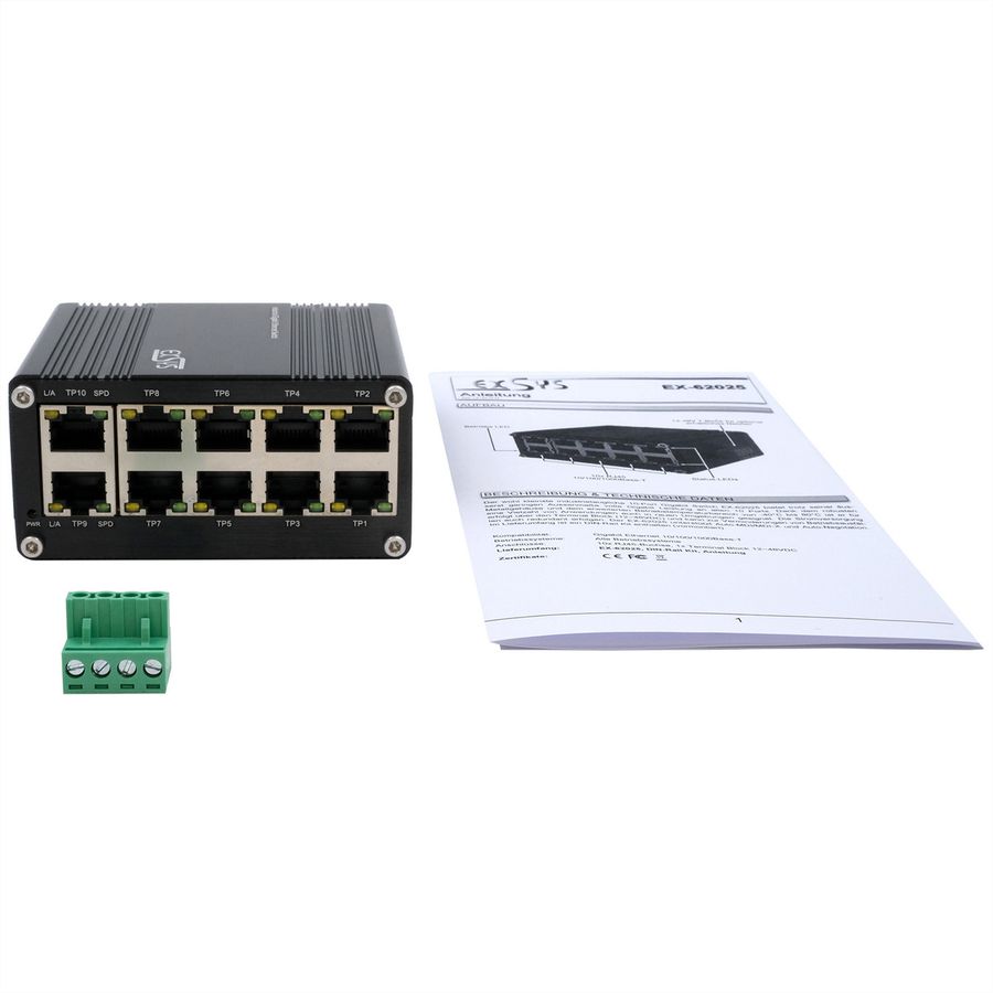 EXSYS EX-62025PoE Switch Ethernet industriel 10 ports PoE, non géré