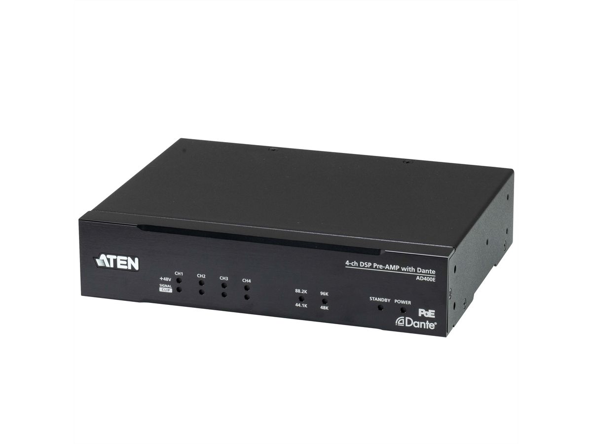 ATEN AD400E Préamplificateur micro/ligne 4 canaux avec DSP et sortie Dante