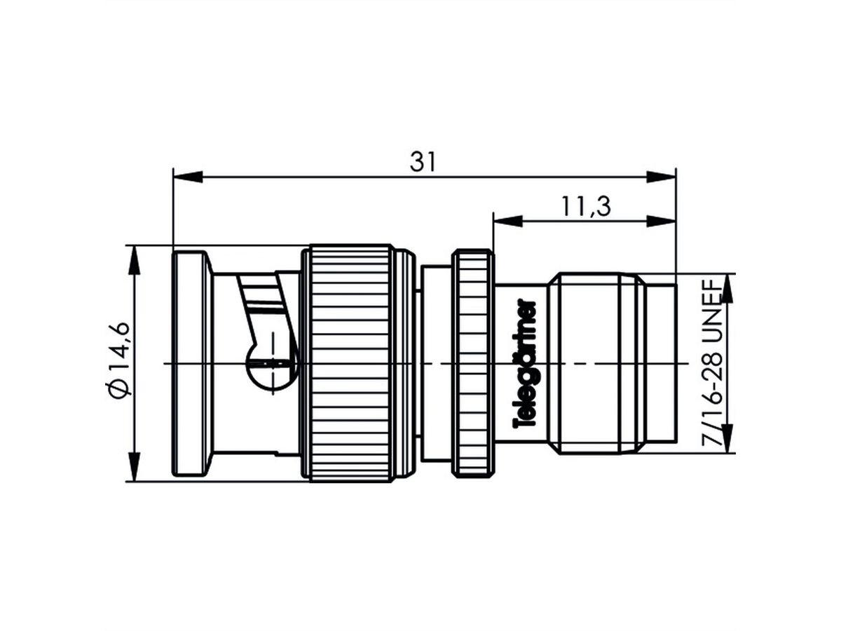 TELEGÄRTNER Adaptateur mâle BNC / femelle TNC