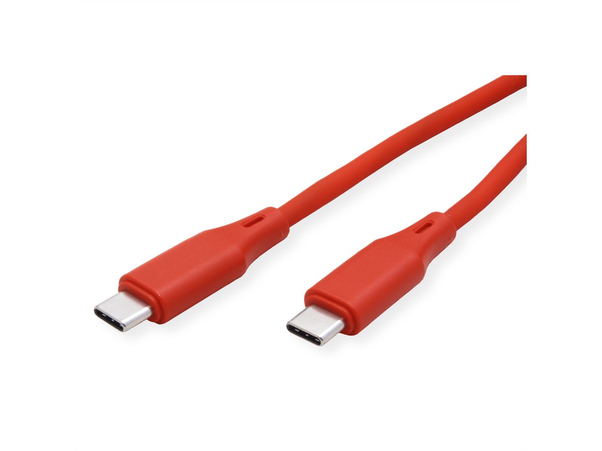 ROLINE Câble USB 2.0, C–C, M/M, silicone, 60W, rouge, 1 m
