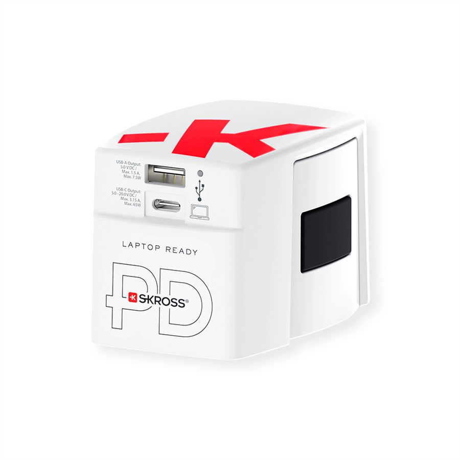 SKROSS Chargeur USB universel A/C 65PD avec câble USB-C, monde