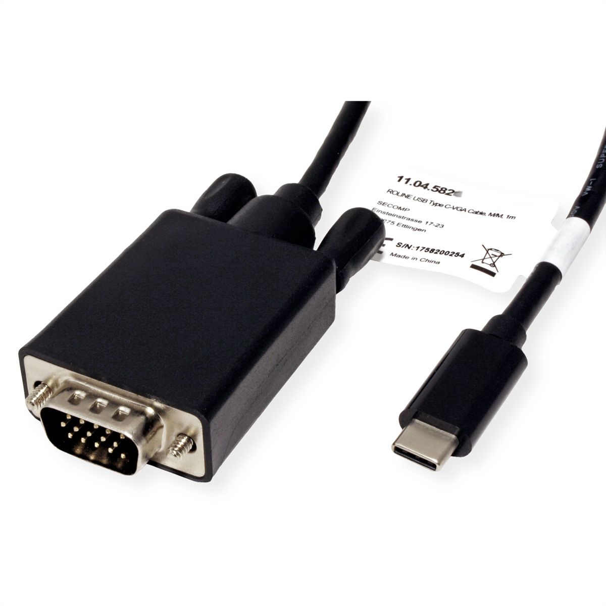 ROLINE Câble adaptateur type C - VGA, M/M, 1 m