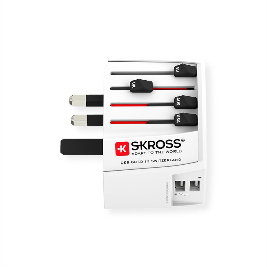 SKROSS Adaptateur de voyage universel MUV USB 2xA à 2 broches, monde
