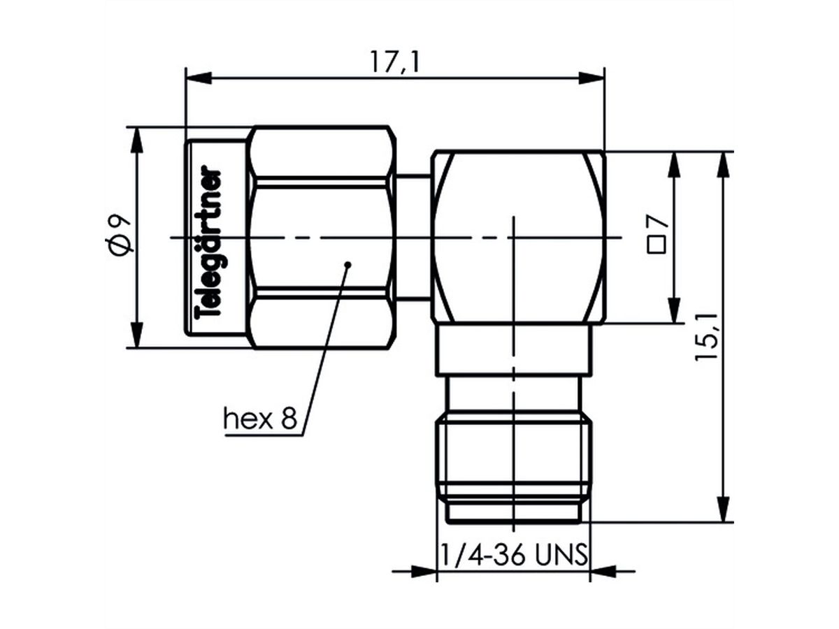 TELEGÄRTNER Connecteur SMA mâle/femelle, coudé