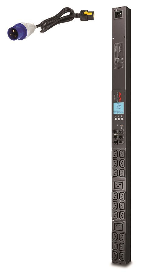APC AP8858EU3 - Bandeau de prises 2G, avec compteur, zéro U, 16 A, 230 V, 18xC13 - 2xC19, câble IEC309