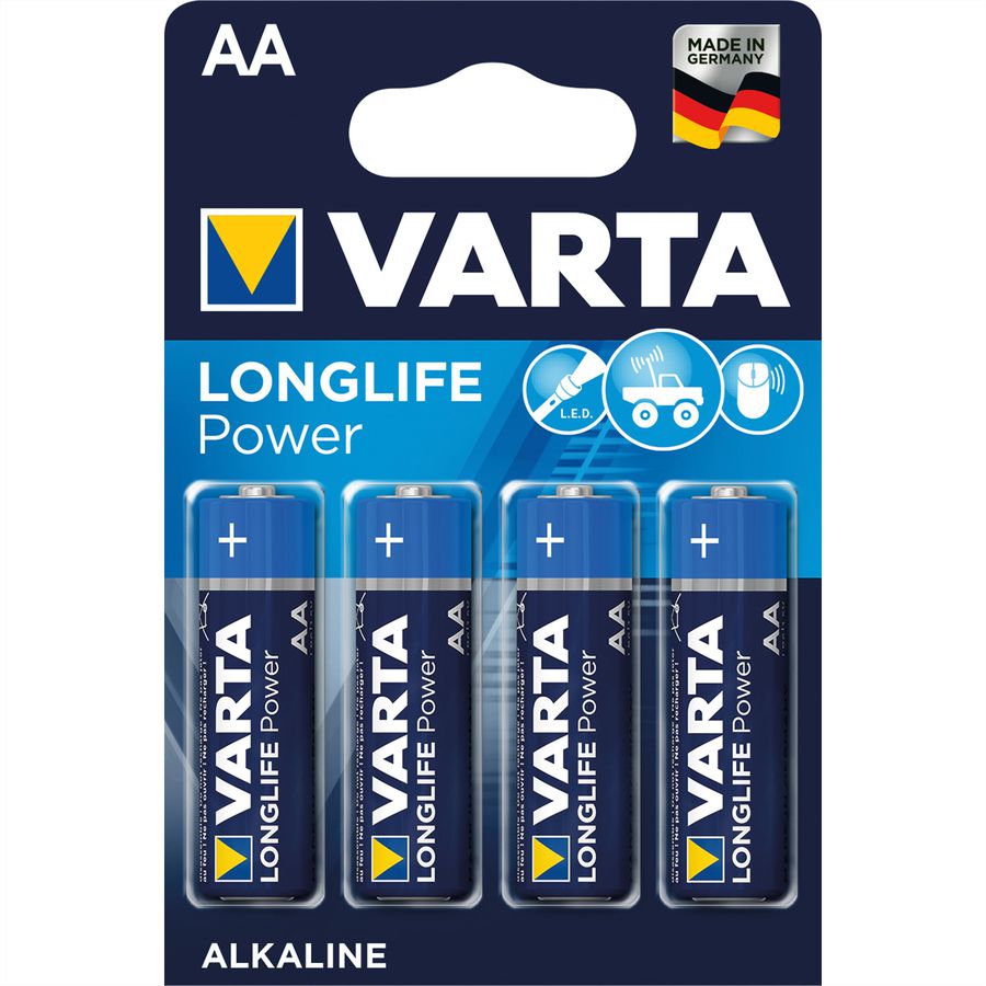 VARTA Piles Mignon AM-3, AA, LR06, pack de 4, 1,5V, en Blister