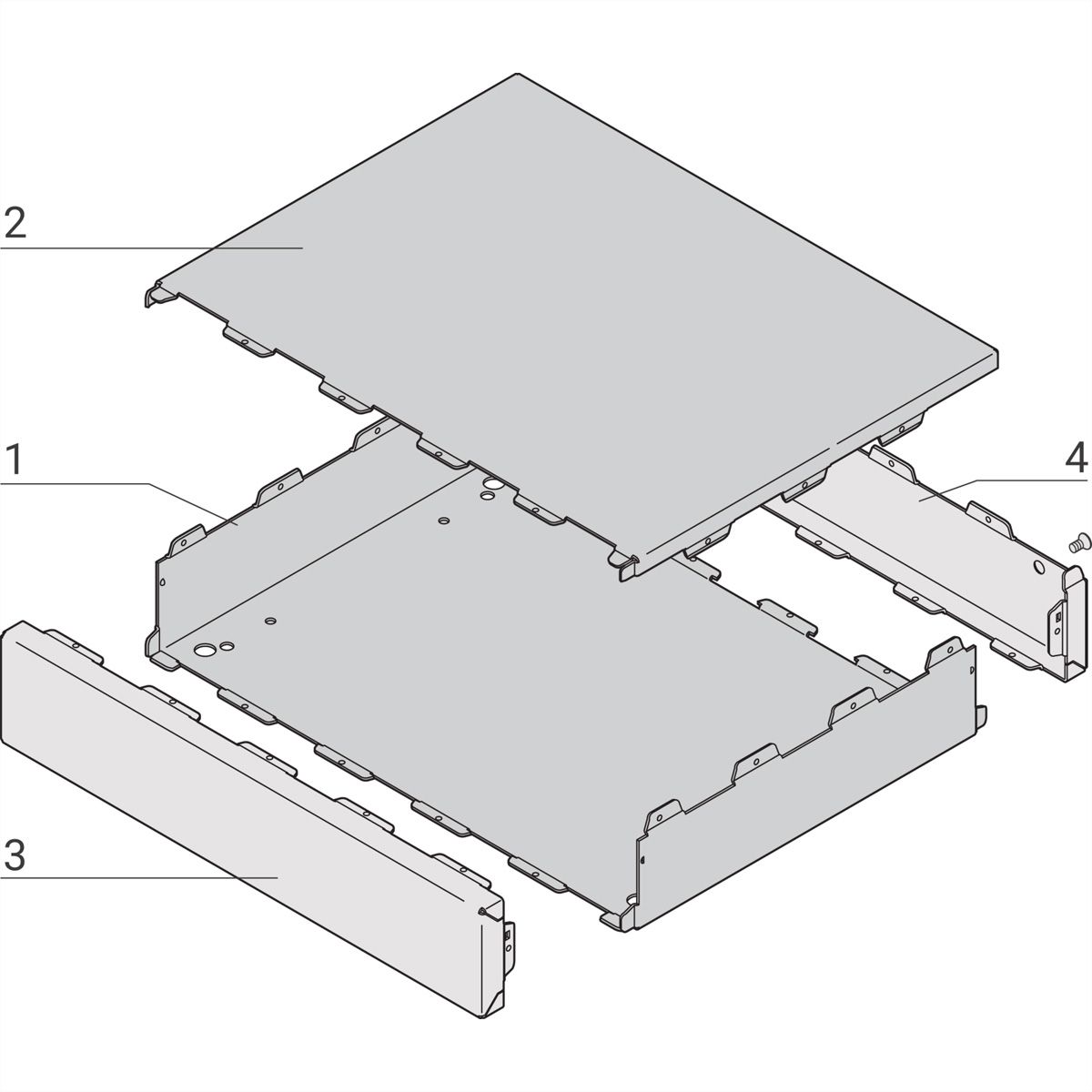 SCHROFF Coffret Interscale, non perforé, 44 mm, 399 mm, 310 mm