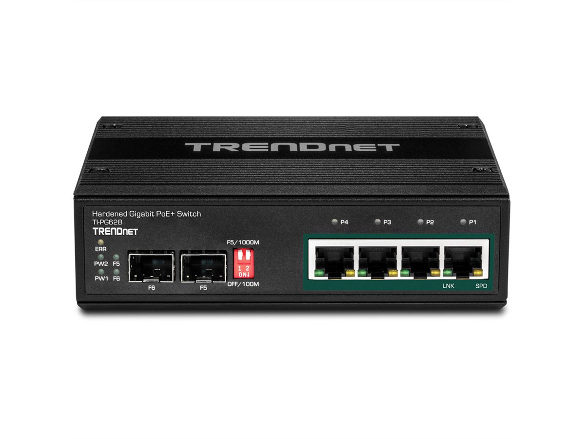 TRENDnet TI-PG62B Switch Rail DIN PoE+ Gigabit industriel à 6 ports