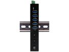 EXSYS EX-12297HMS HUB métallique 7 ports USB 3.2 Gen 2x1, 2x USB-C et 5x USB-A 3.2 Gen 1, pour table, mur et rail DIN