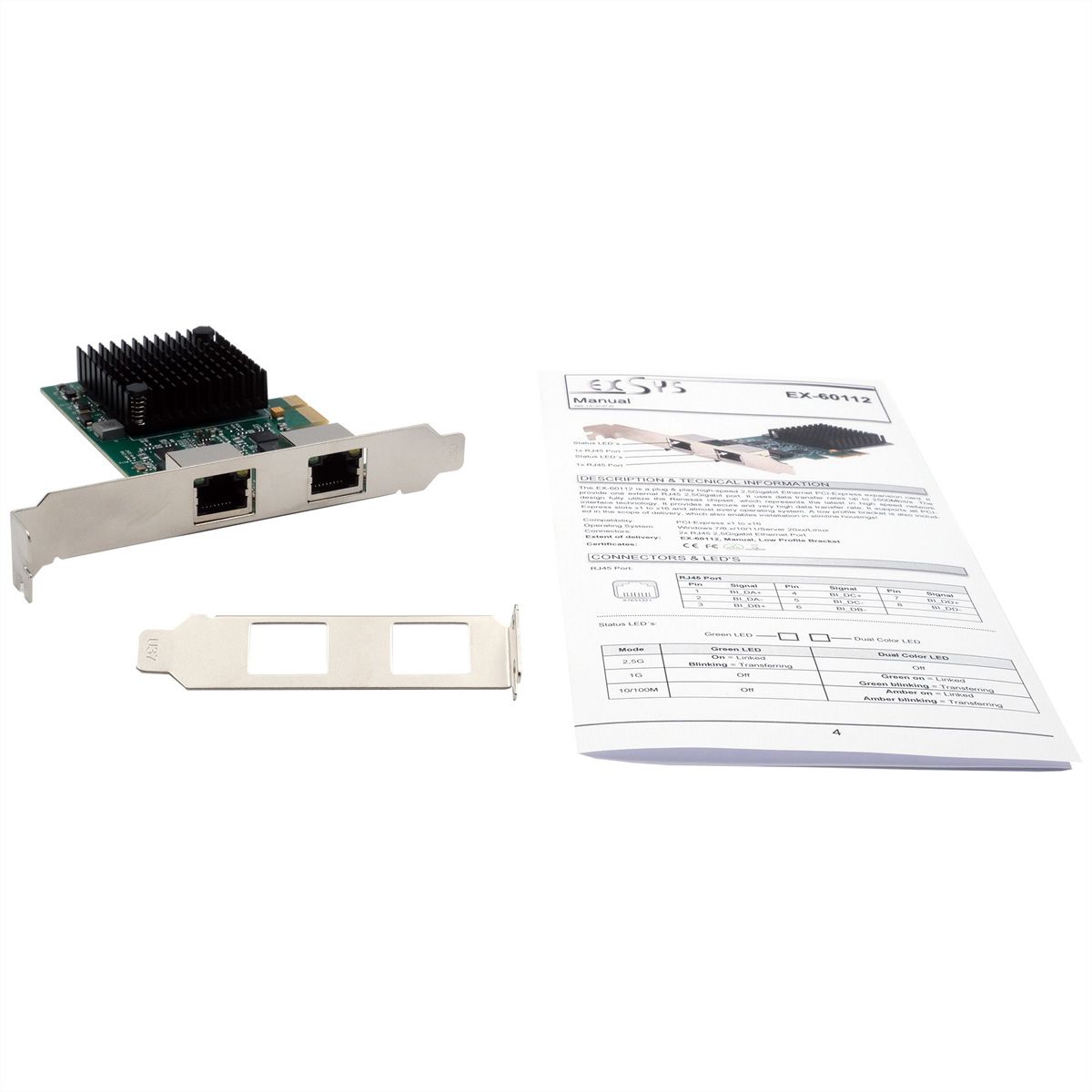 EXSYS EX-60112 carte PCIe 2 ports 2.5Gigabit