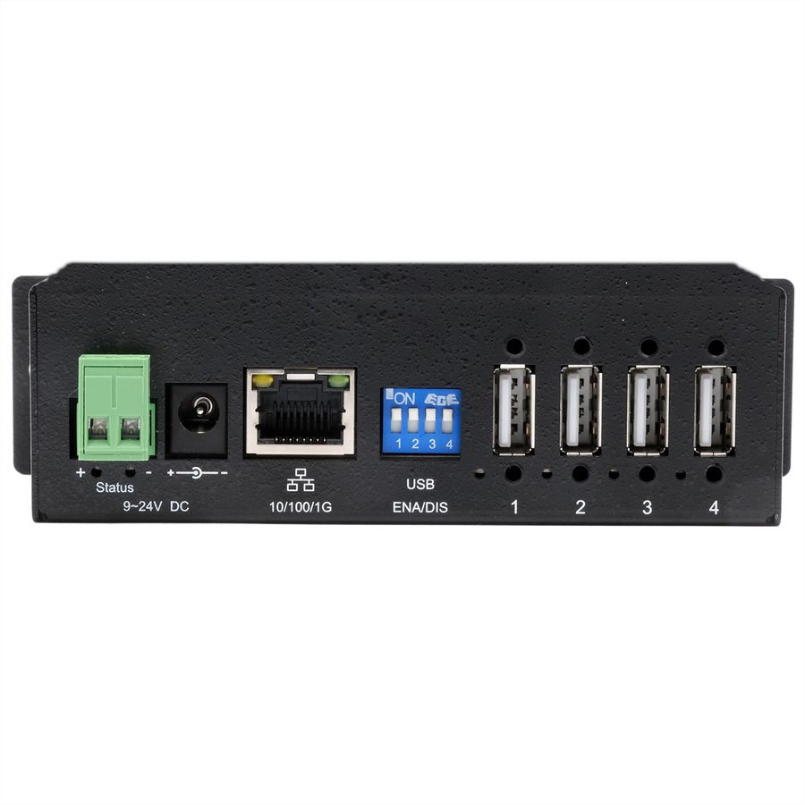 EXSYS EX-6003HMVS Serveur de périphériques 4x USB 2.0, entrée 9V-24V DC, boîtier métallique