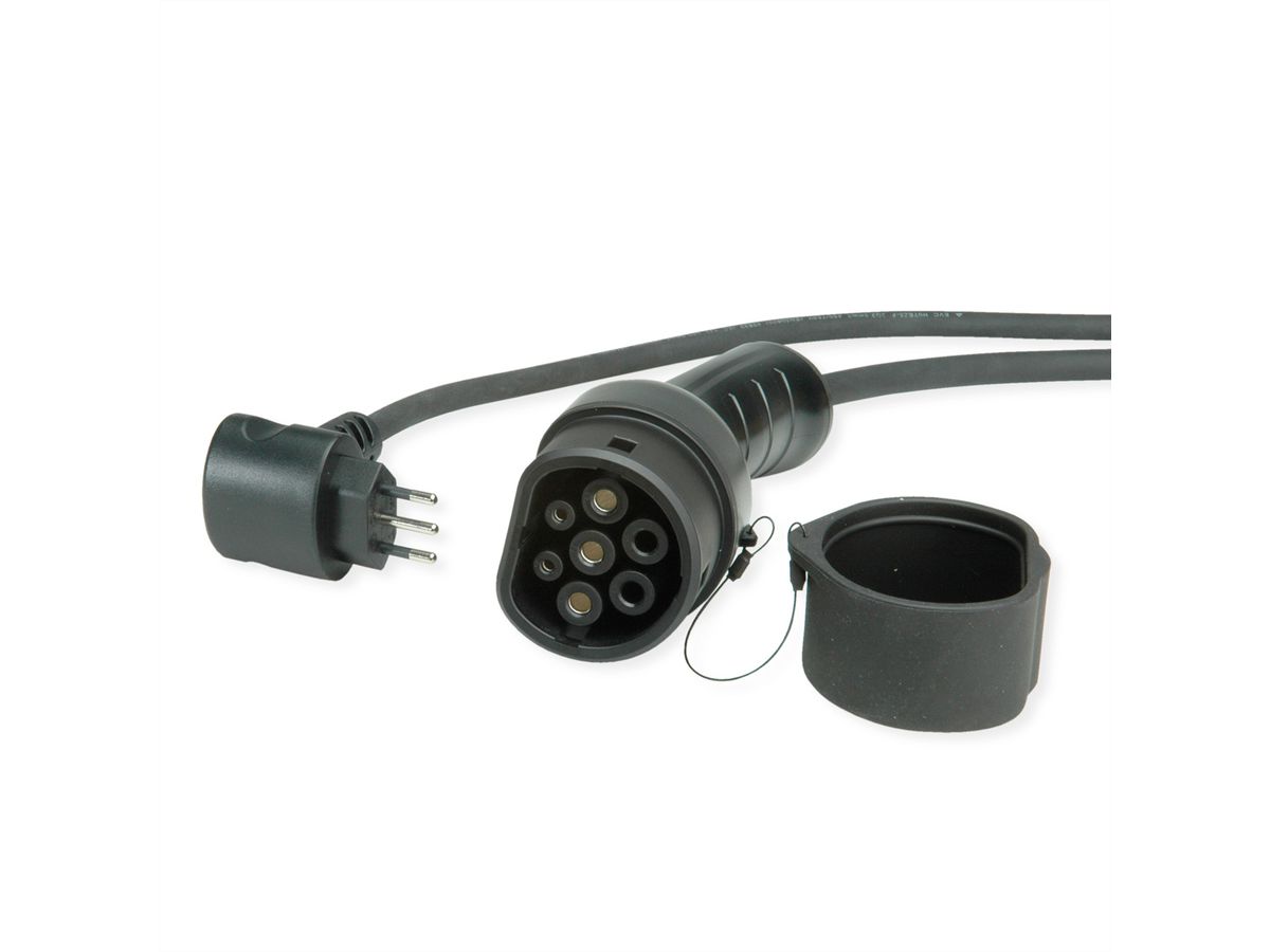 ROLINE Câble portable de recharge VE CEE7/7 - Type2, 1 phase, 250VAC (1P+N+E), 32 A, 7,4 kW, 3 m