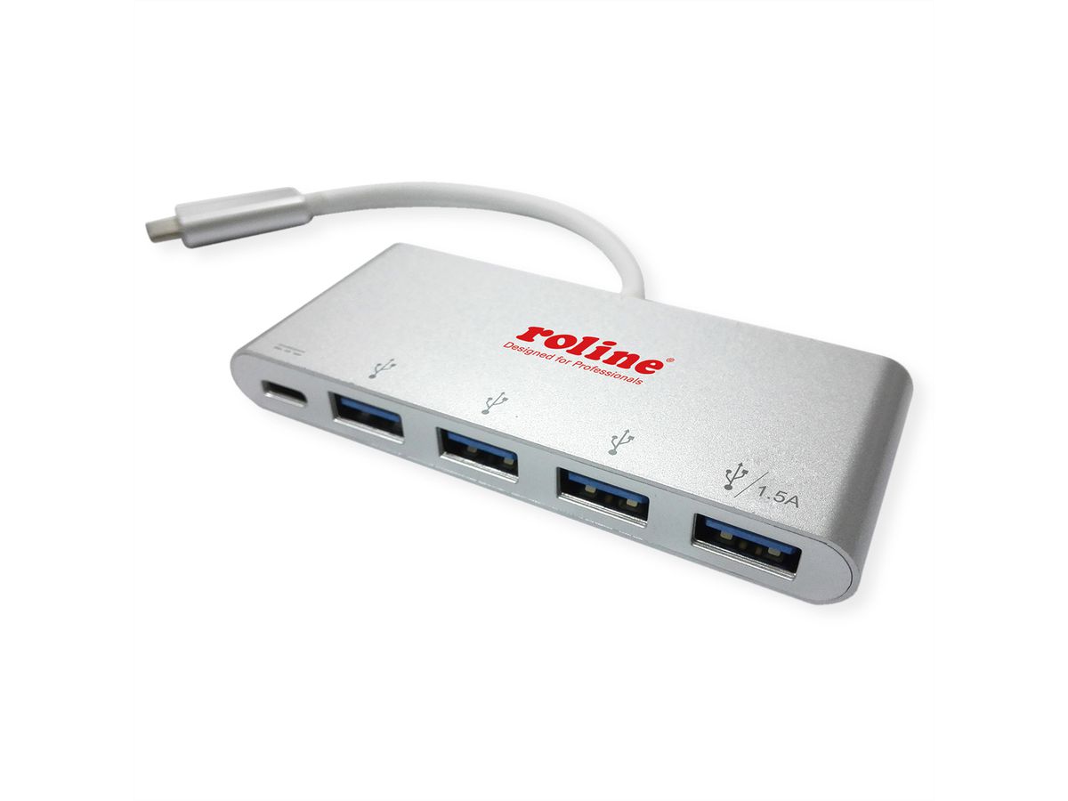 ROLINE Hub USB 3.2 Gen 1, 4 ports, type C, 1 port PD