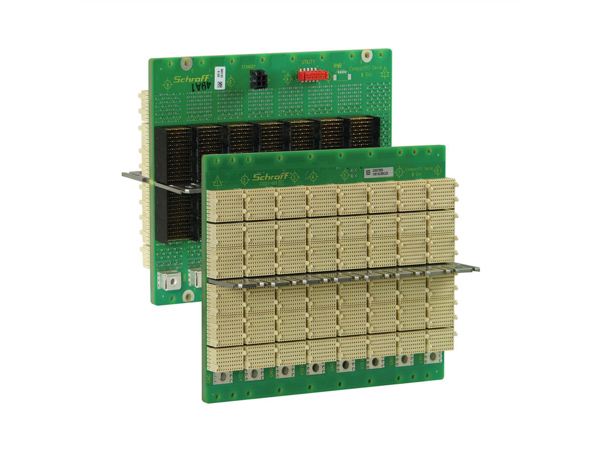 Carte-mère série CPCI SCHROFF, 3 U, 8 slots, System Slot Left, Single Star, avec RIO