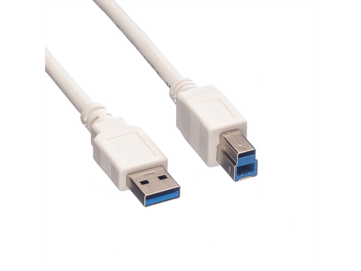 VALUE Câble USB 3.2 Gen 1 Type A-B, blanc, 1,8 m