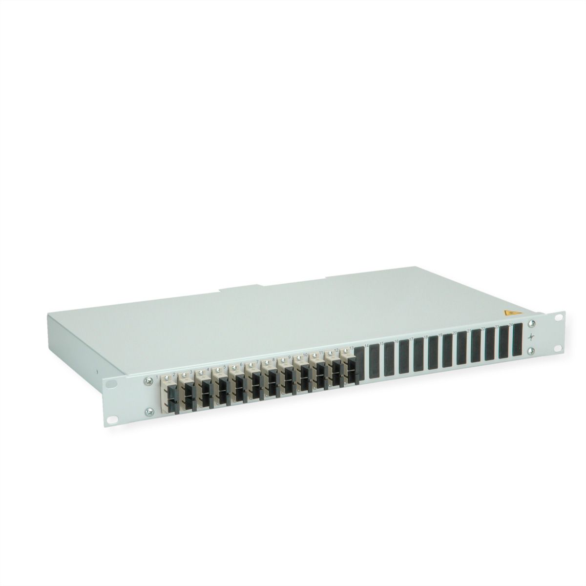 TELEGÄRTNER BASIS eco Panneau FO avec coupleurs et pigtails, 12x SC Duplex, beige, OM2, Grade C