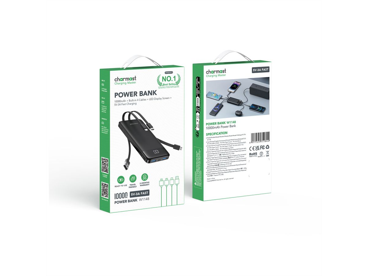 CHARMAST Powerbank W1148 10000mah noir