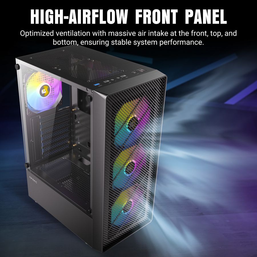 ANTEC AX26 RGB Elite Boîtier PC Midi Tower Gaming ATX, noir